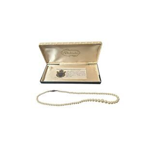 vintage Deltah simulated pearl necklace in its original box.